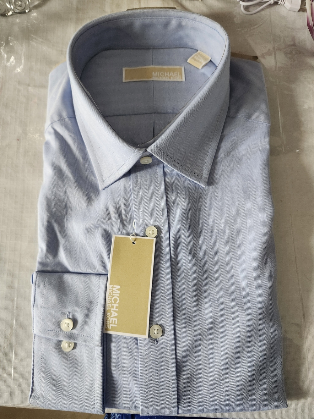 Michael Kors Men's Sky Blue Cotton Dress Shirt